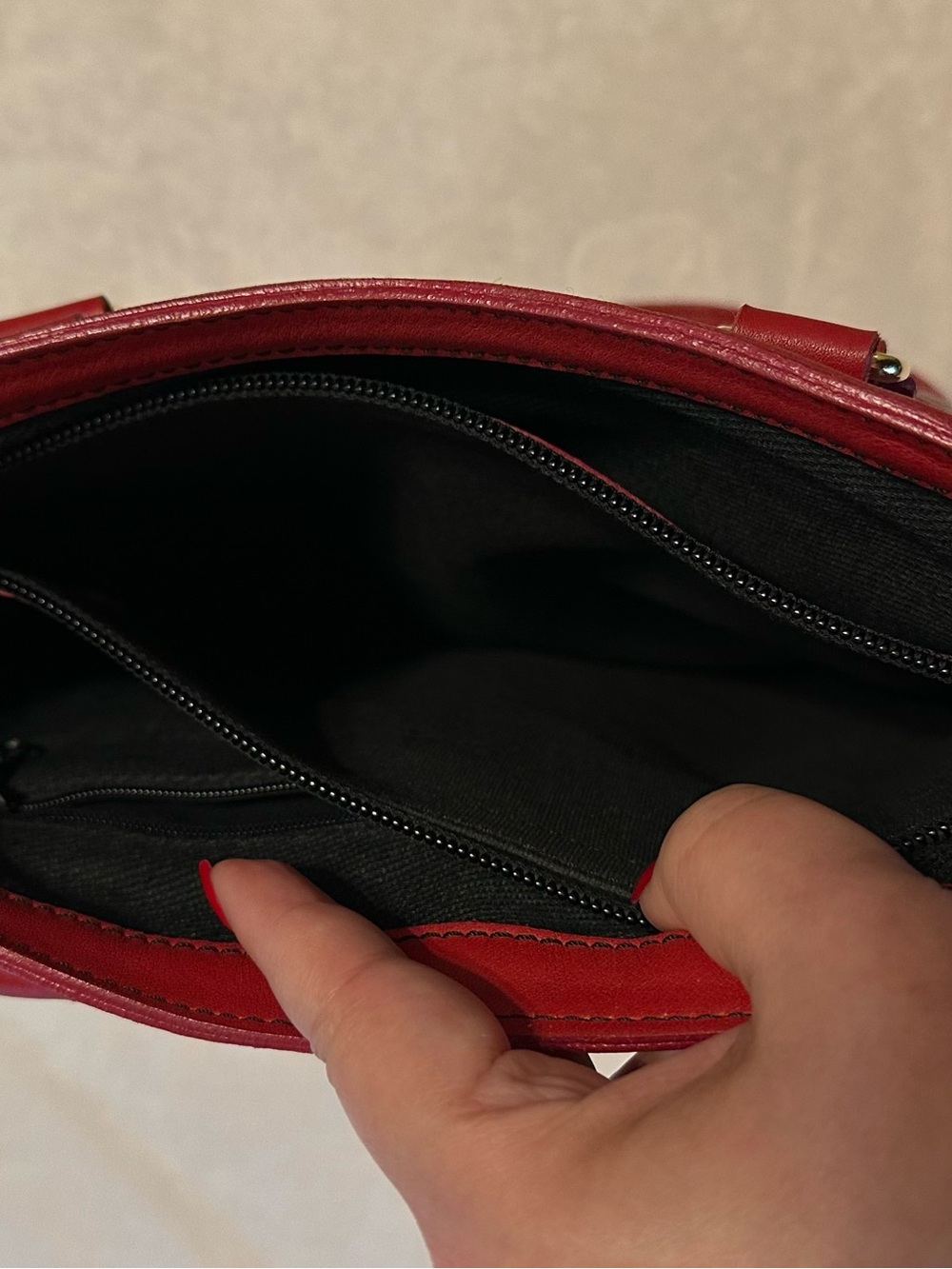 Marco Buggiani Red Genuine Leather Tote Bag Made in Italy - Picture 3 of 9